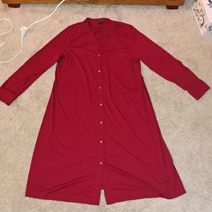 J Crew maroon button down midi dress